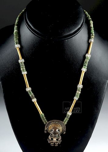 Tairona 20K Gold, Tumbaga, Stone, & Crystal Necklace