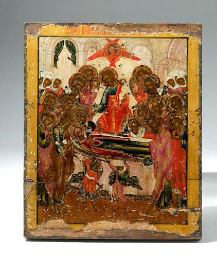 19th C. Russian Icon - Dormition of the Virgin