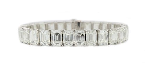 GIA Platinum 56.62ct Emerald Cut Diamond Bracelet