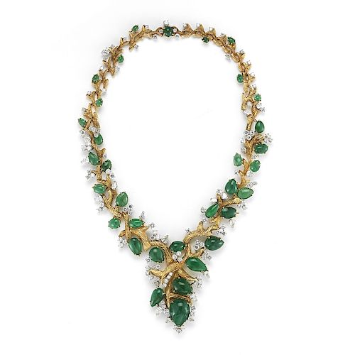 18K Gold 85.0ct. Woodland Emerald Necklace