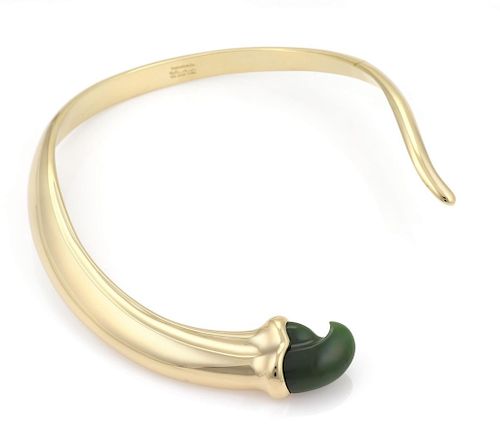 Tiffany & Co. Jade 18k Gold Fancy Claw Necklace