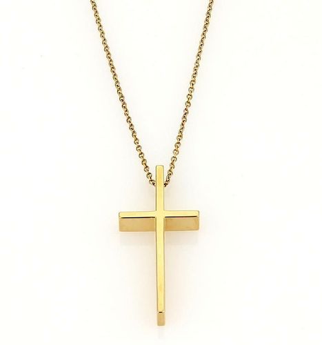 Tiffany & Co. 18k Yellow Gold 3D Cross Necklace