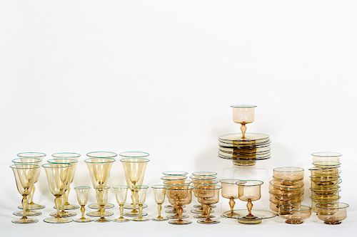 55 Piece Steuben Amber Glass Beverage Set