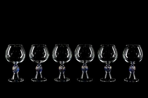 Set, Six Venetian Art Glass Goblets
