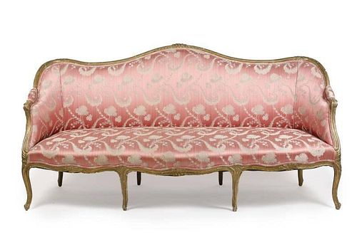French Louis XV Style Giltwood Settee