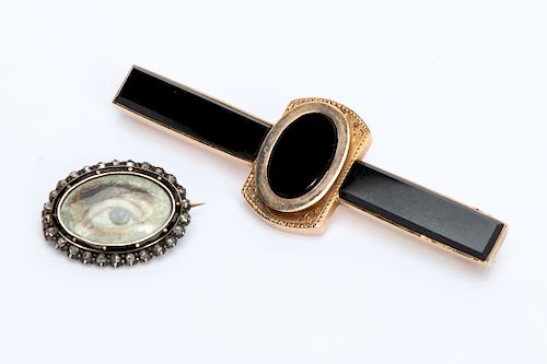 Two Victorian Brooches, "Loving Eye" & Bar Pin