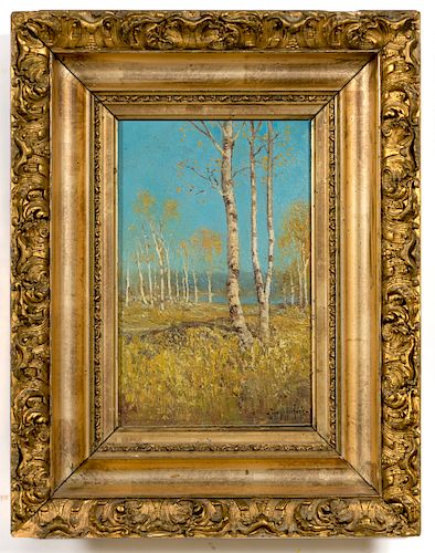 Julian Onderdonk Signed Oil, Landscape w/ Birches