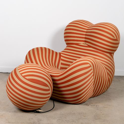 Gaetano Pesce "UP-5" Red Striped Chair & Ottoman