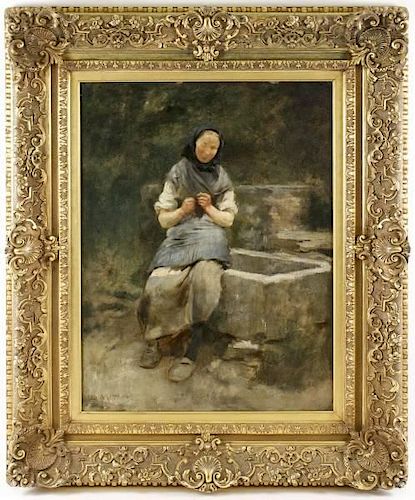 Louis Mettling, Seated Woman, Oil on Panel