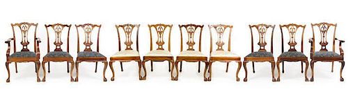 Set of 10 Chippendale Style Mahogany Dining Chairs