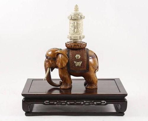 Chinese Carved Ivory & Wood Figural Shrine