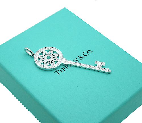 Tiffany & Co 18K White Gold Petals Key Pendant