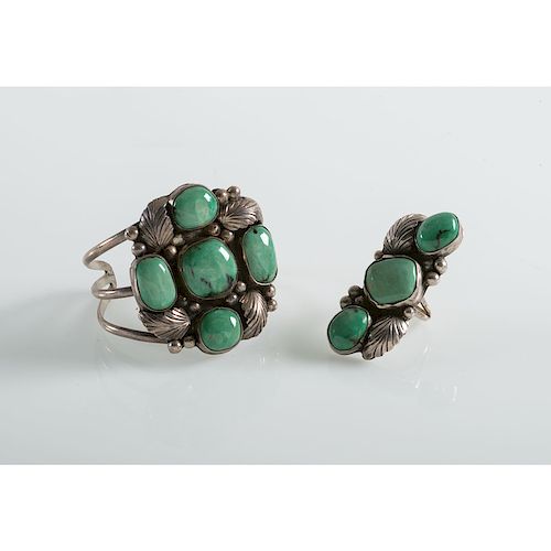 Navajo Silver and Turquoise Cuff Bracelet AND Ring