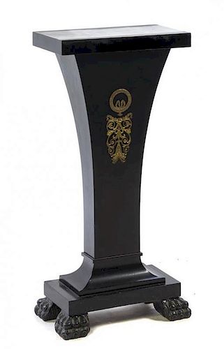 A Napoleon III Style Ebonized and Gilt Metal Mounted Pedestal, Height 35 1/2 inches.