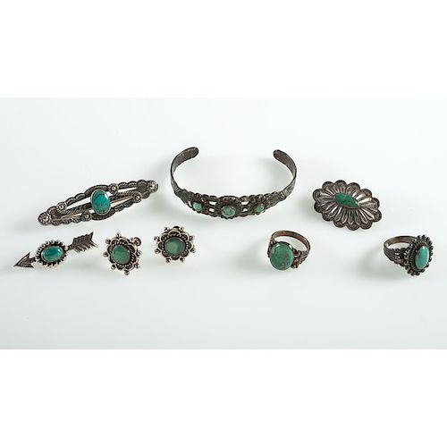 Silver and Turquoise Curio Jewelry, From the Estate of Krystal E. Nitschke, Chicago, Illinois