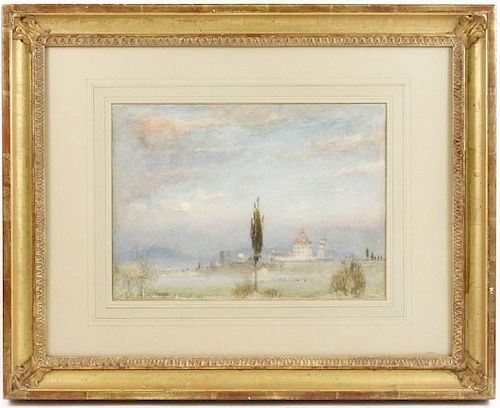Albert Goodwin, "Pisa", Signed Watercolor