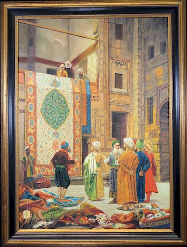 Orientalist Style Rug Seller Scene Painting