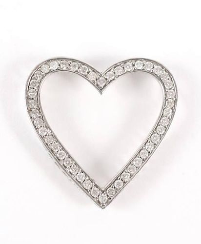 14k White Gold & Diamond Heart Pendant