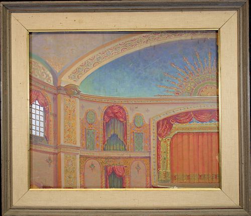 20th C. Interior Painting of a Theatre