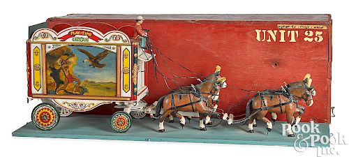 Folk art horse drawn circus ticket wagon