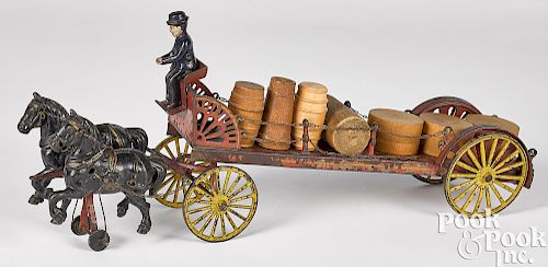 Wilkins cast iron horse drawn dray wagon