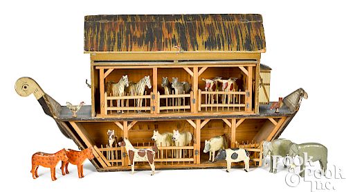 Large German painted Noah's Ark
