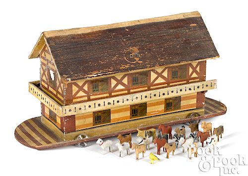 Painted wood Noah's Ark pull toy