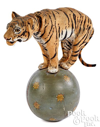 Roullet & Decamps clockwork tiger on a ball nodder