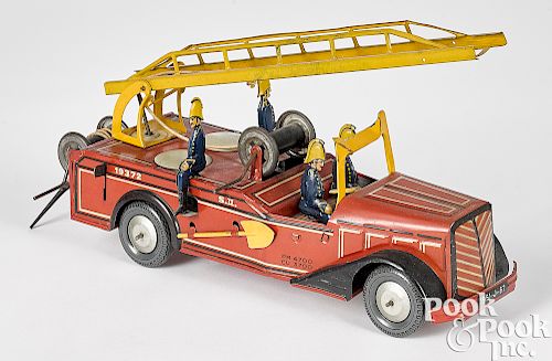 French Joustra clockwork fire ladder truck