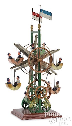 Ernst Plank painted tin live steam Ferris wheel