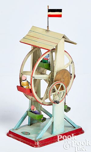Doll painted tin Ferris wheel steam toy accessory