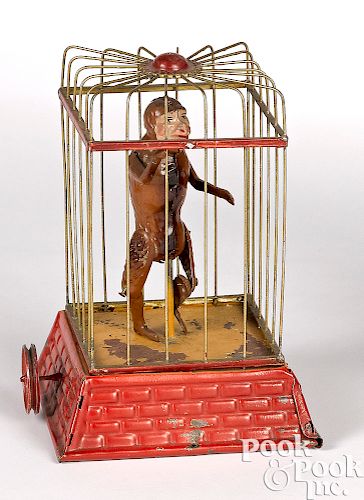 Dancing caged monkey steam toy accessory