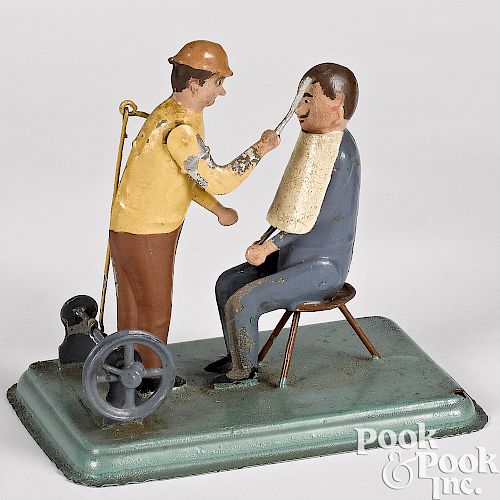 Painted tin barber steam toy accessory