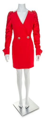 A Gianni Versace Red Wool and Silk Dress,
