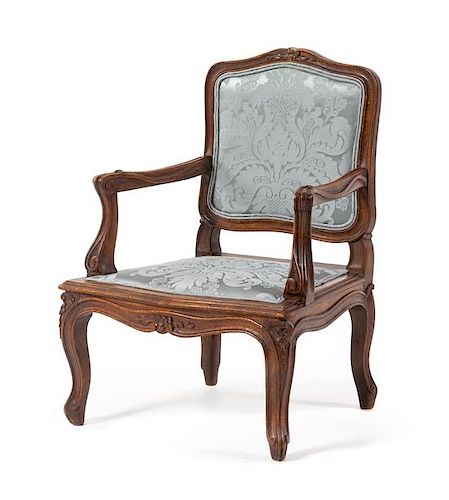 A Louis XV Style Child's Fauteuil Height 23 1/2 inches.