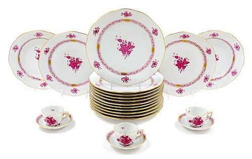 A Group of Herend Porcelain Table Articles Diameter of dinner plate 10 1/4 inches.