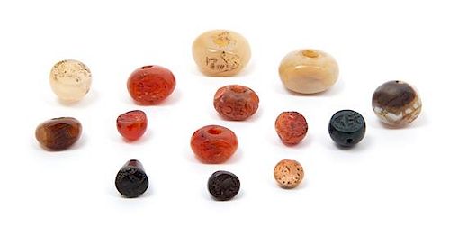 A Collection of Ancient Hardstone Seals Length of largest 1 inch.