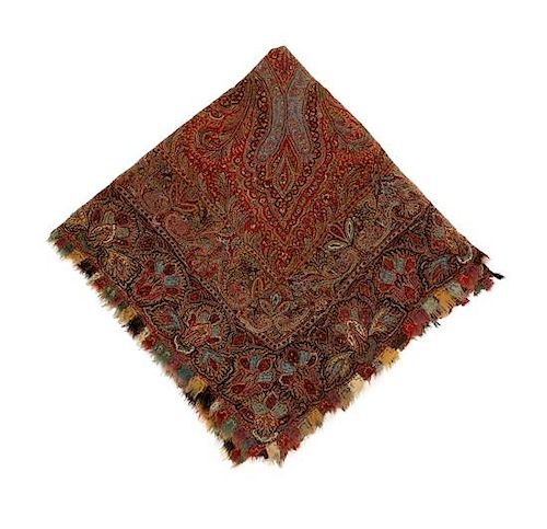 A British or East Indian Paisley Throw 66 x 65 1/2 inches.