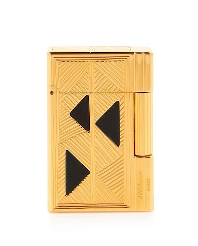An S.T. Dupont Afrika Limited Edition Gatsby Onyx Inset Pocket Lighter Height 2 1/8 inches.