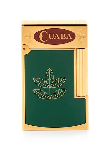 An S.T. Dupont Habanera: Cuaba Limited Edition Line 2 Lacquered Pocket Lighter Height 2 1/2 inches.