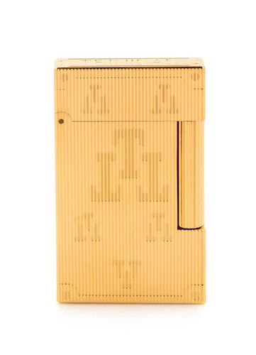 An S.T. Dupont Habaneros: Trinidad Limited Edition Line 2 Gold-Plated Pocket Lighter Height 2 1/2 inches.