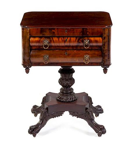An American Empire Mahogany Work Table Height 29 x width 22 1/2 x depth 15 1/2 inches.