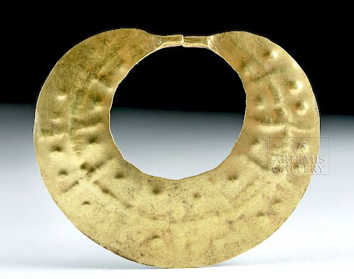 Moche 19K Karat Gold Nose Ring - Crescent Form - 5.9 g