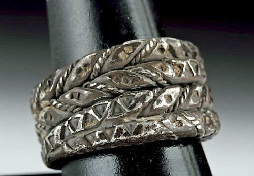 Heavy Viking Silver Twisted Wire Ring, 23.1 g