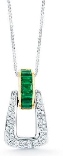 18K Gold 0.51ct. Emerald and Diamond Pendant