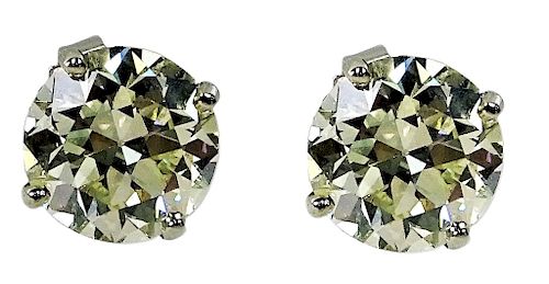 14K White Gold & 5.04ctw Diamond Stud Earrings