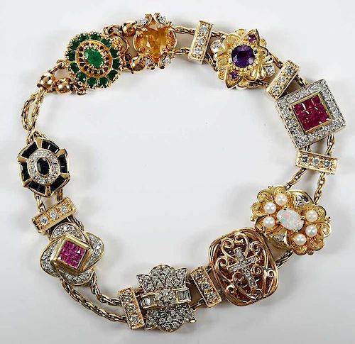 14kt. Diamond & Gemstone Slide Bracelet