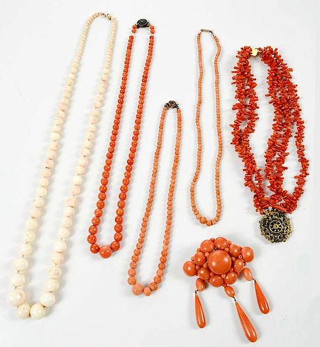 Six Pieces Coral Jewelry