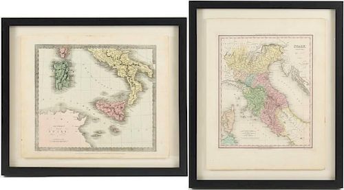 Two 1836 Hand Colored Maps of Italy, Burr & Tanner