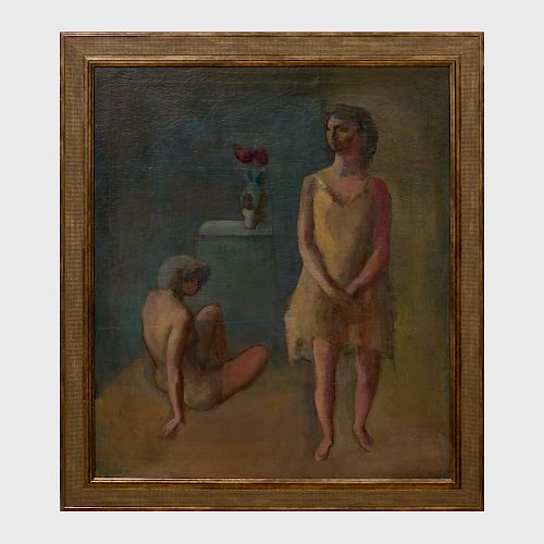 Earl Kerkam (1892-1965): Two Figures in an Interior